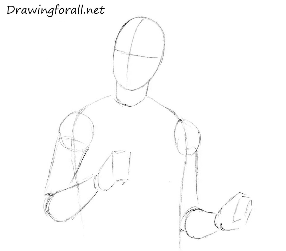 Draw Rick Astley’s torso and arms