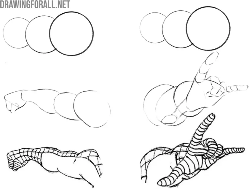 Using foreshortening when drawing Spider-Man
