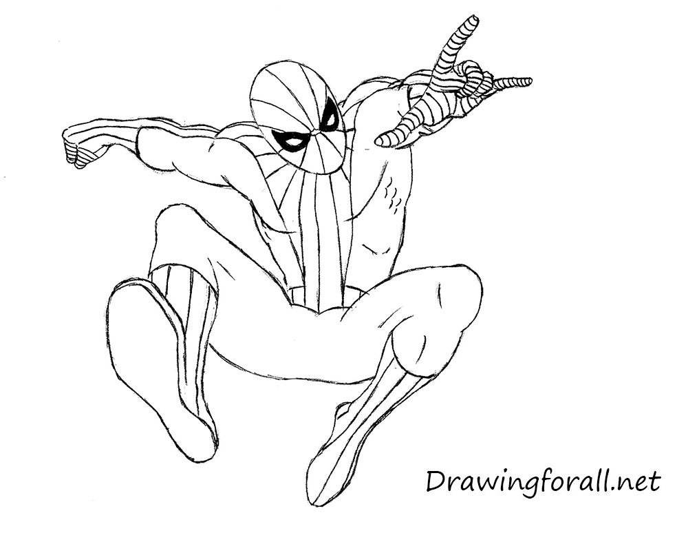 Draw the radial web lines of Spider-Man