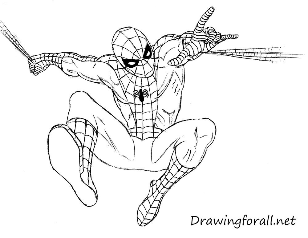 Draw the shadow guides of Spider-Man
