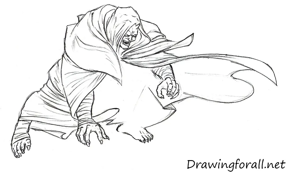 Complete the lower body and cloak