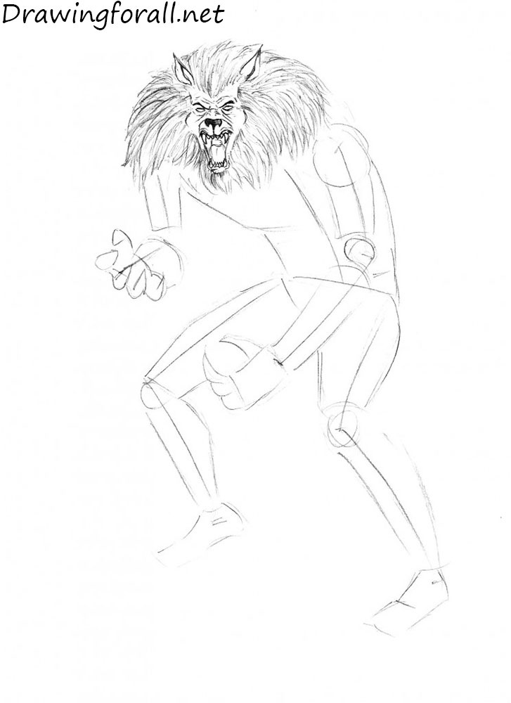 how to draw werewolf step by step