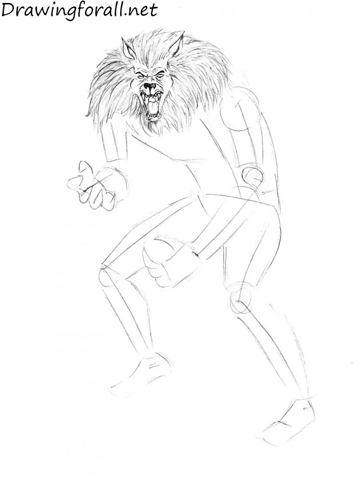 how to draw werewolf step by step