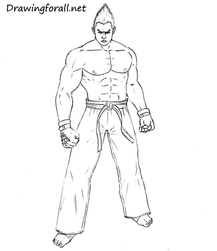 how to draw kazuya mishima