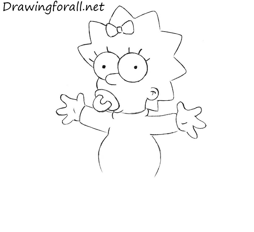 how to draw Maggie Simpson step by step