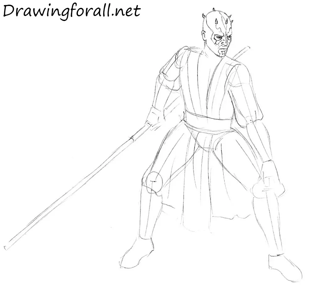 how to draw darth maul step by step