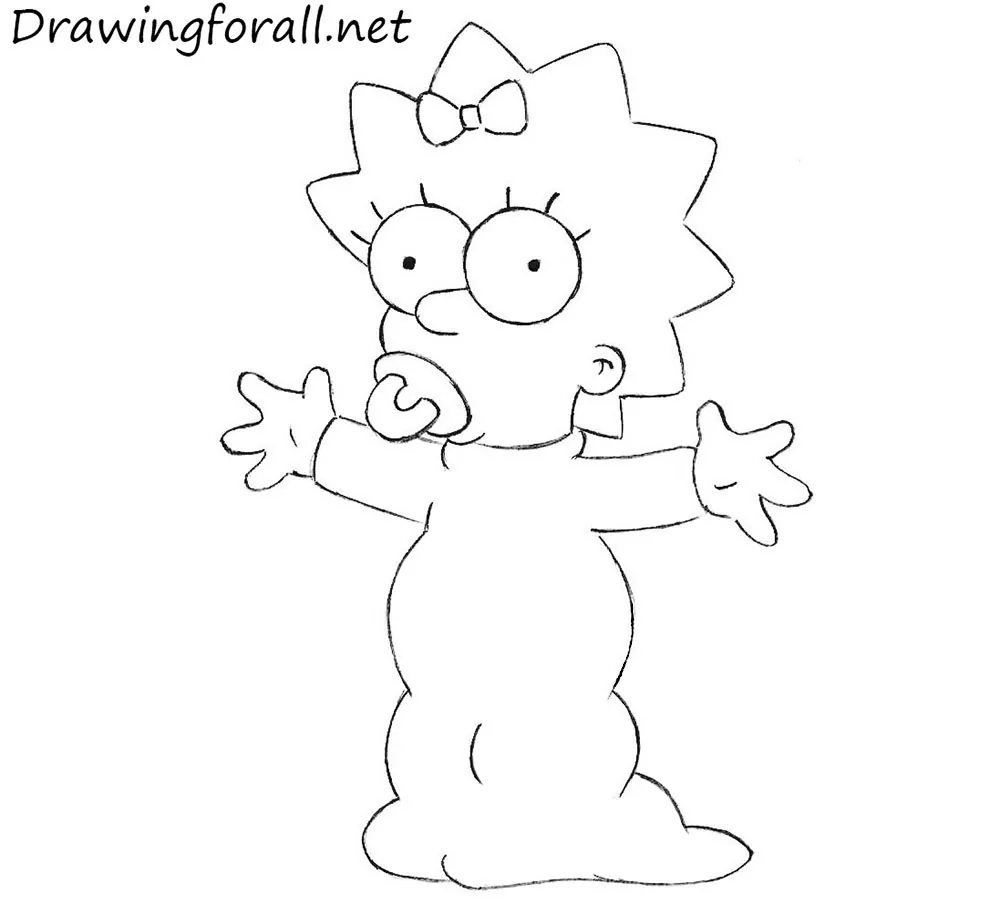 how to draw Maggie Simpson