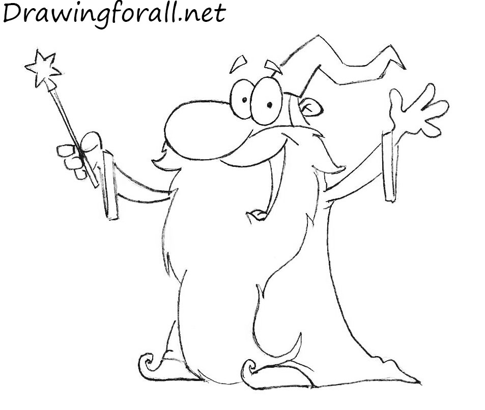 how to draw a cartoon wizard