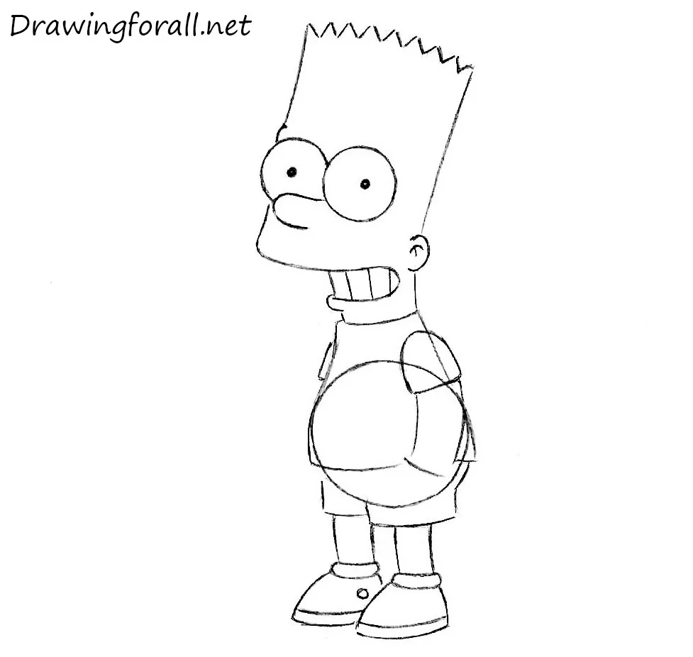 How to draw Bart Simpson sad step by step