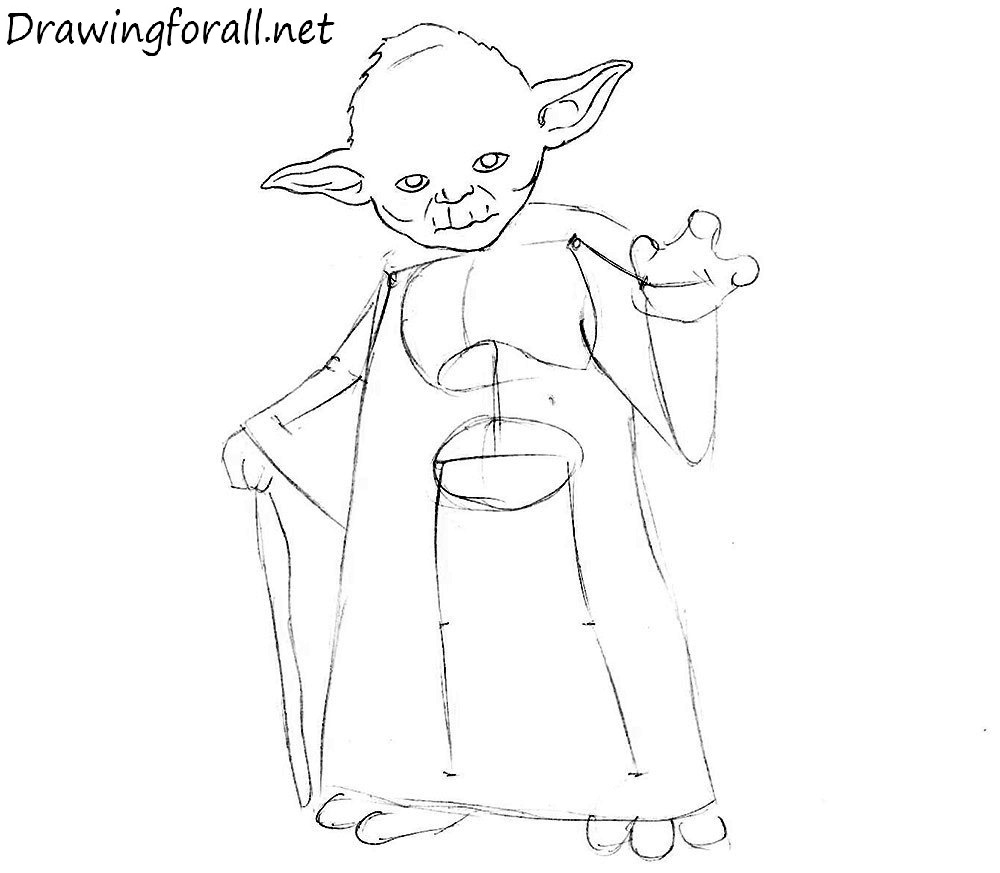 how to draw Yoda step by step