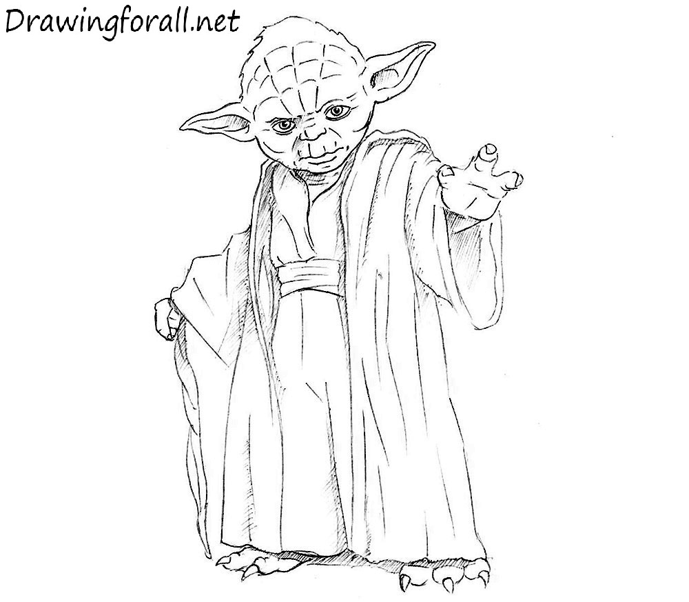 how to draw yoda face easy