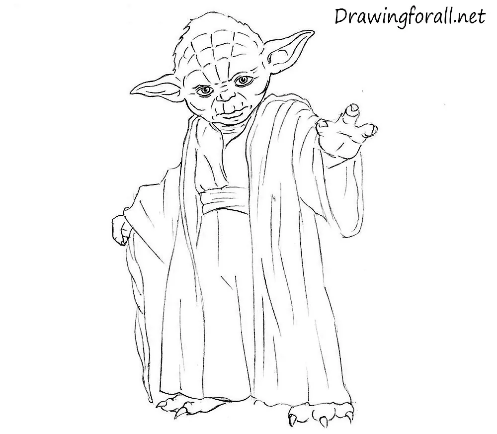 how to draw Yoda