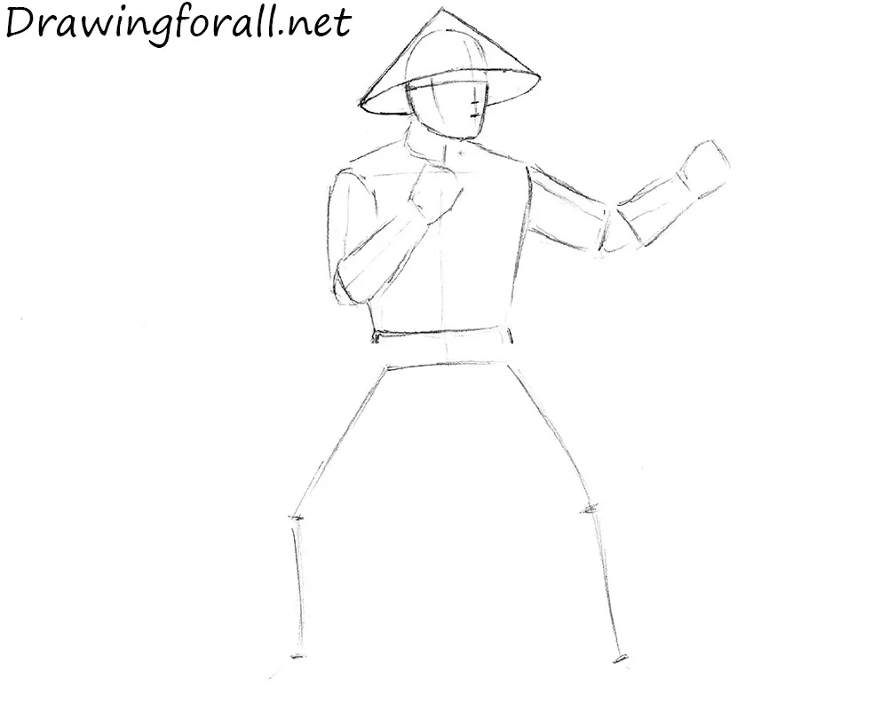 how to draw raiden from Mortal Kombat step by step