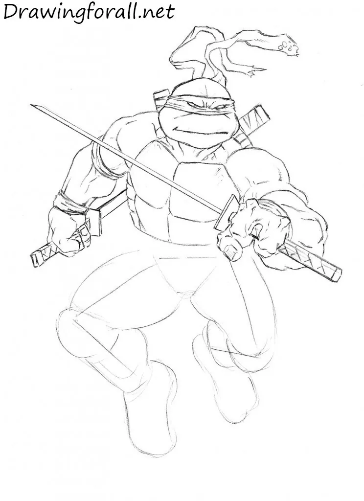 Easy How to Draw Ninja Turtles Tutorial Video and Coloring Page