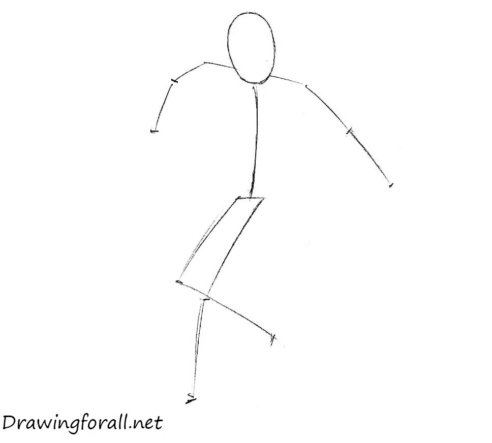 How to draw the freestyle footbag player step by step