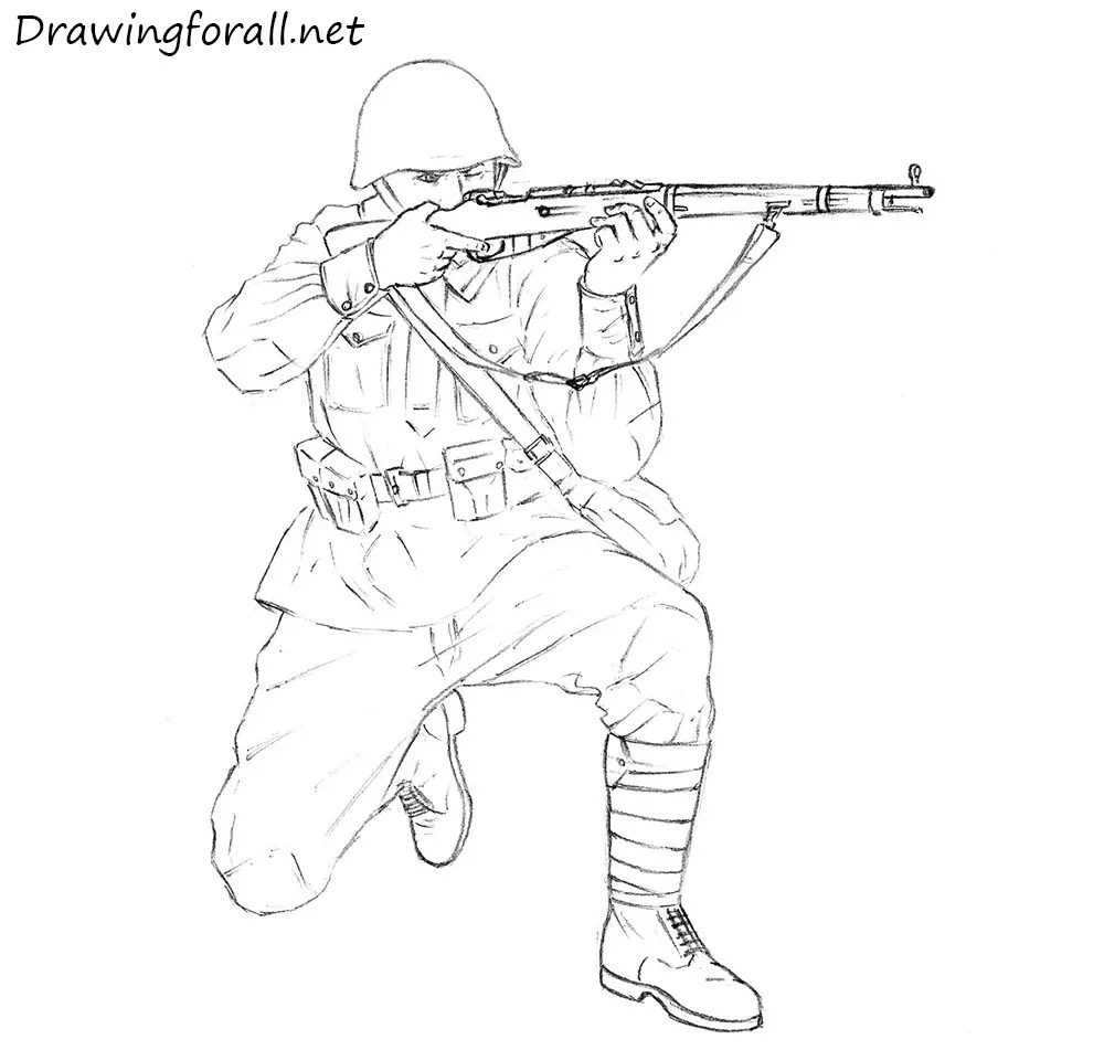 how to draw a mosin nagant
