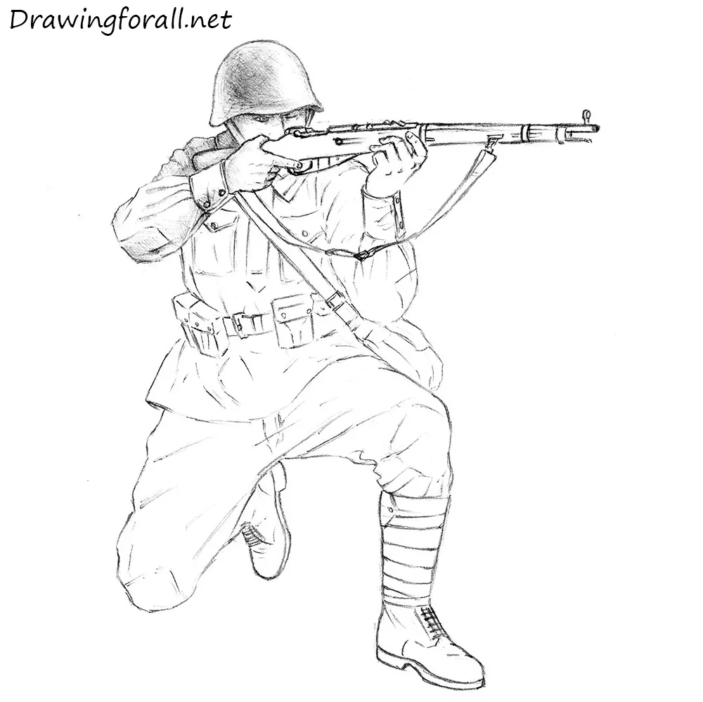 How To Draw a Soldier For Kids and Beginners | Easy Soldier Drawing and  Coloring Tutorial - YouTube