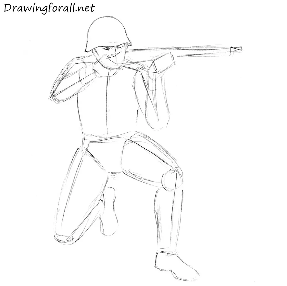 how to draw a soviet soldier with a pencil