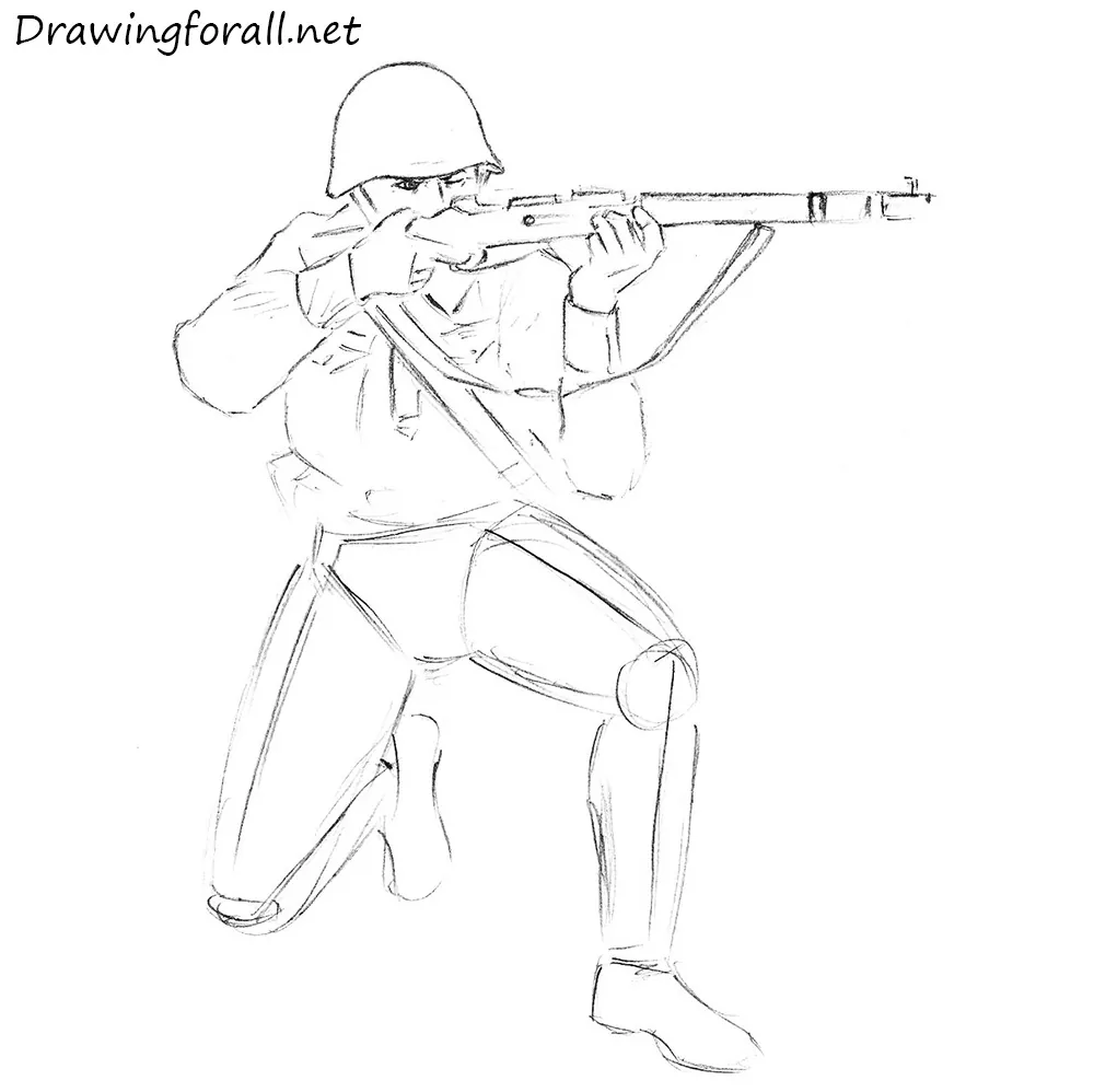 how to draw a soviet soldier step by step