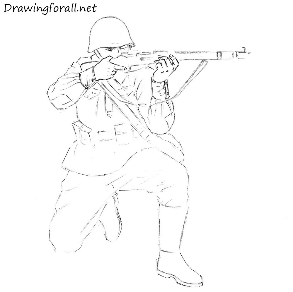 how to draw ww2 soldier