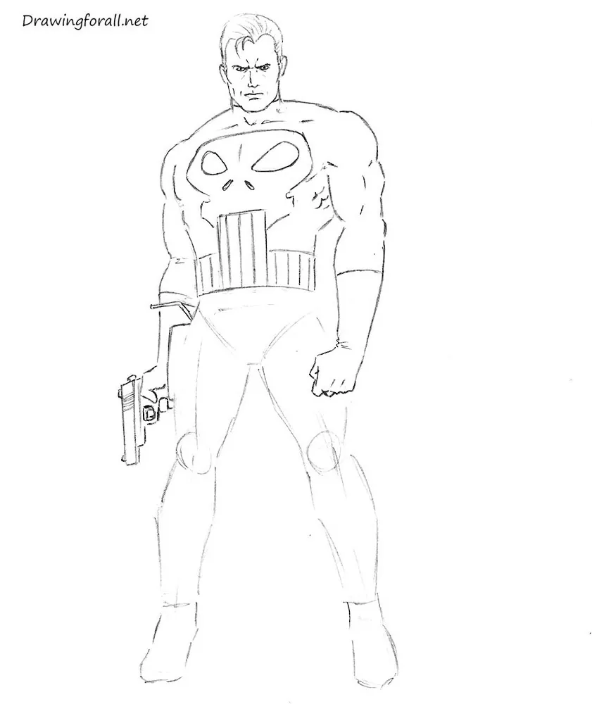 How to Draw THE PUNISHER (Comic Version) Drawing Tutorial - Draw it, Too!