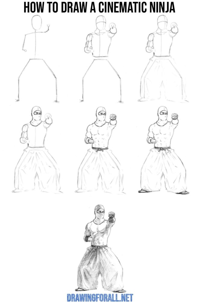 How to Draw a Ninja - Drawingforall.net