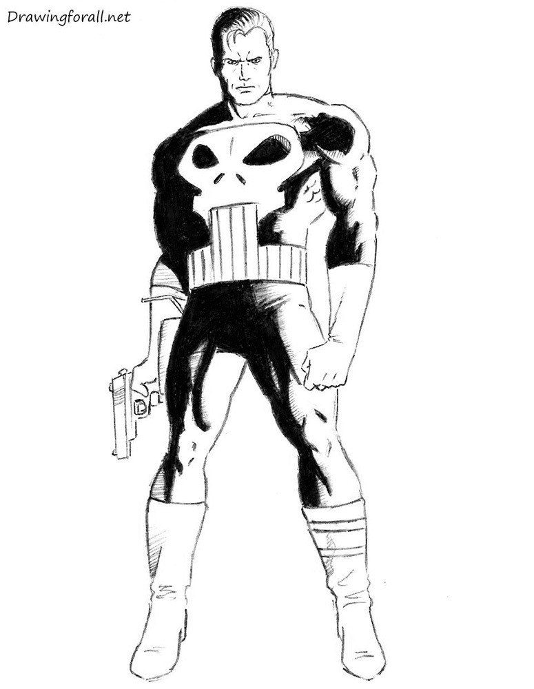 how to draw punisher step by step
