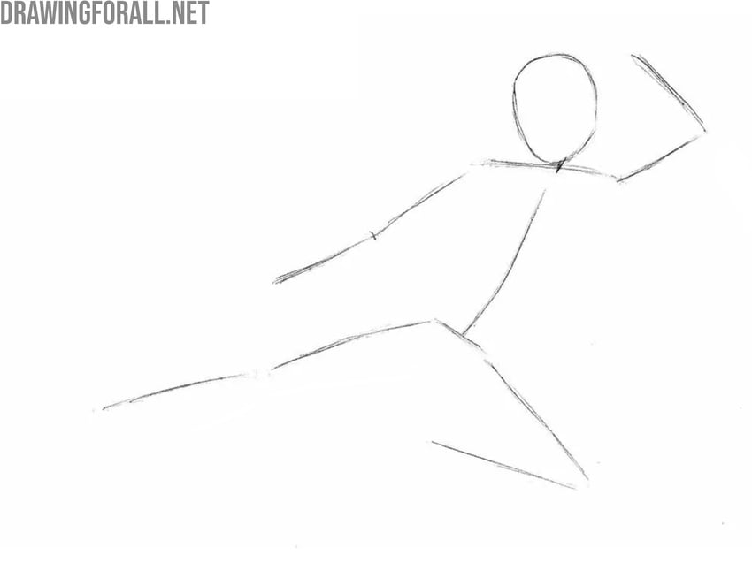 Sketch the basic stick figure of the ninja