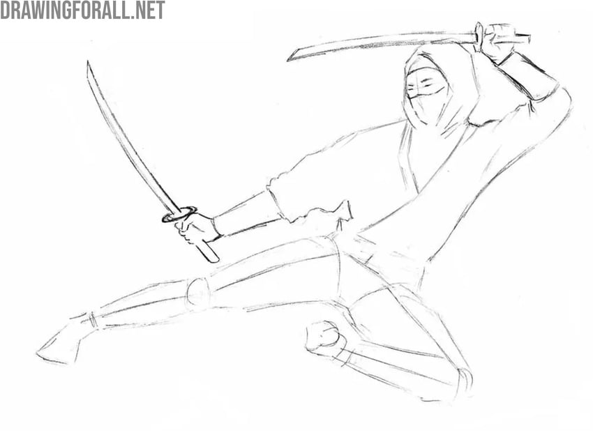 Draw the ninja swords and sleeves