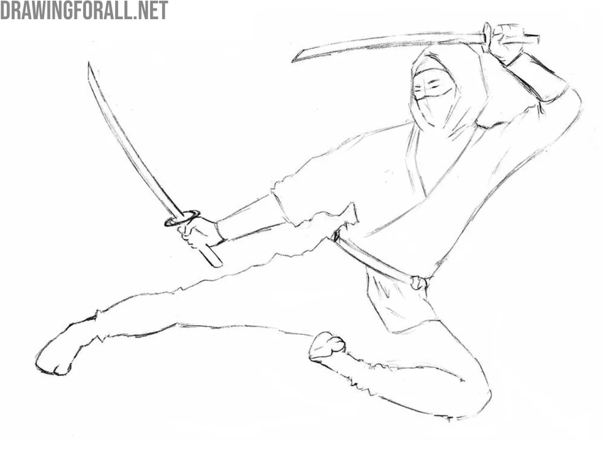 Detail the lower body of the shinobi