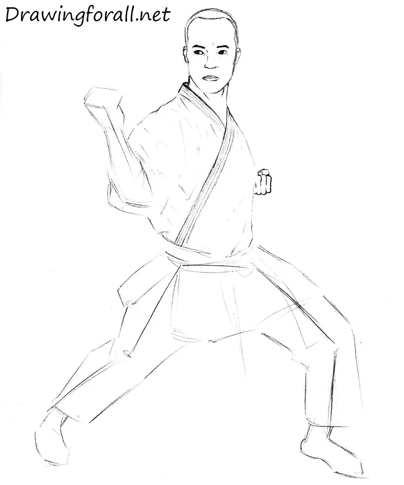 how to draw a karate man