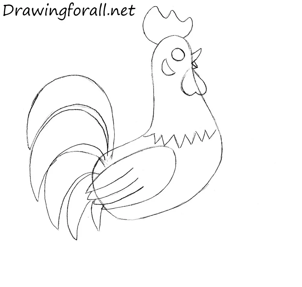 how to draw a rooster for kids