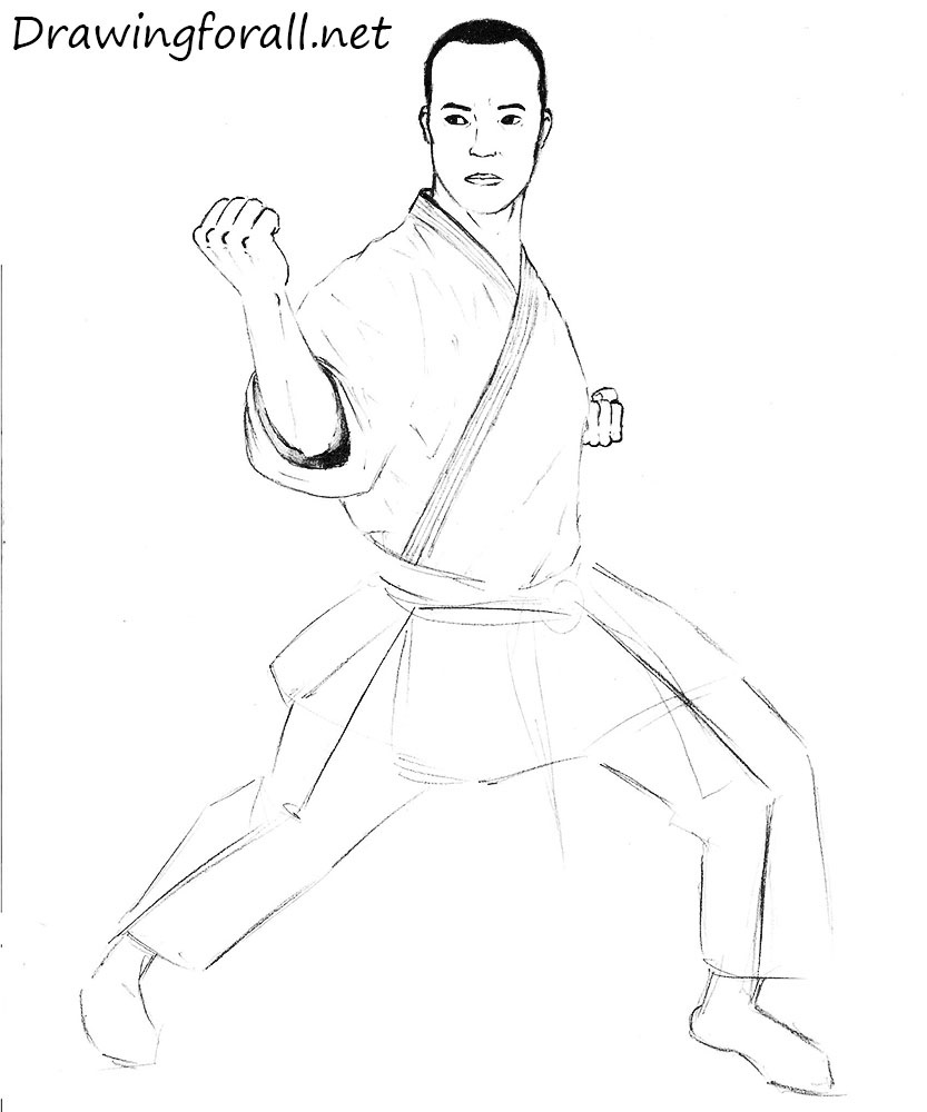 how to draw a karate man realistic