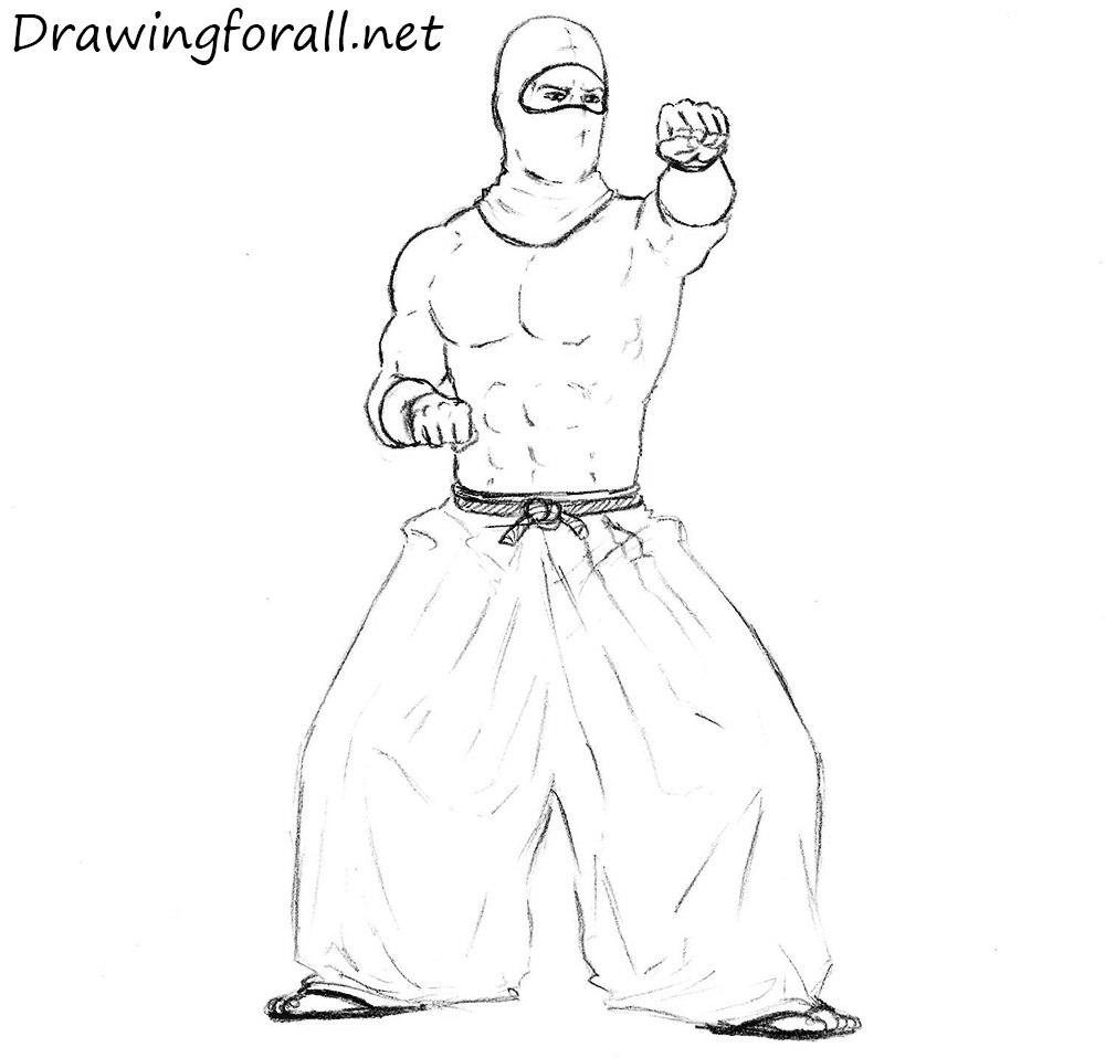 how to draw a ninja with a pencik