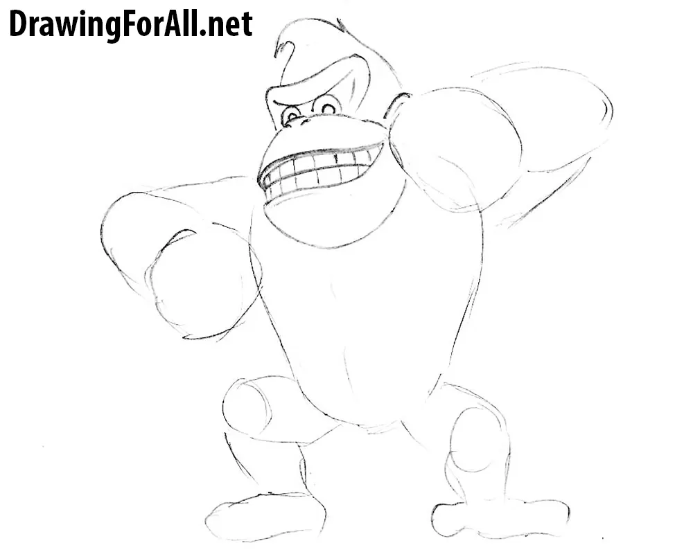 3 how to draw donkey kong step by step