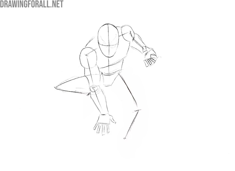 Draw the arms of Spider-Man