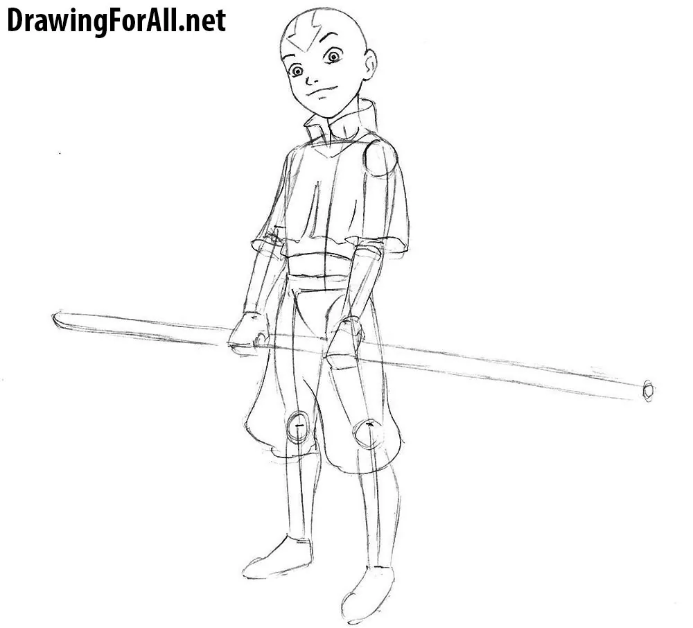 how to draw avatar aang step by step