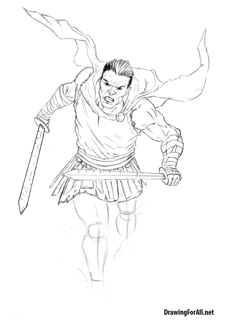 how to draw Ancient Rome's warrior