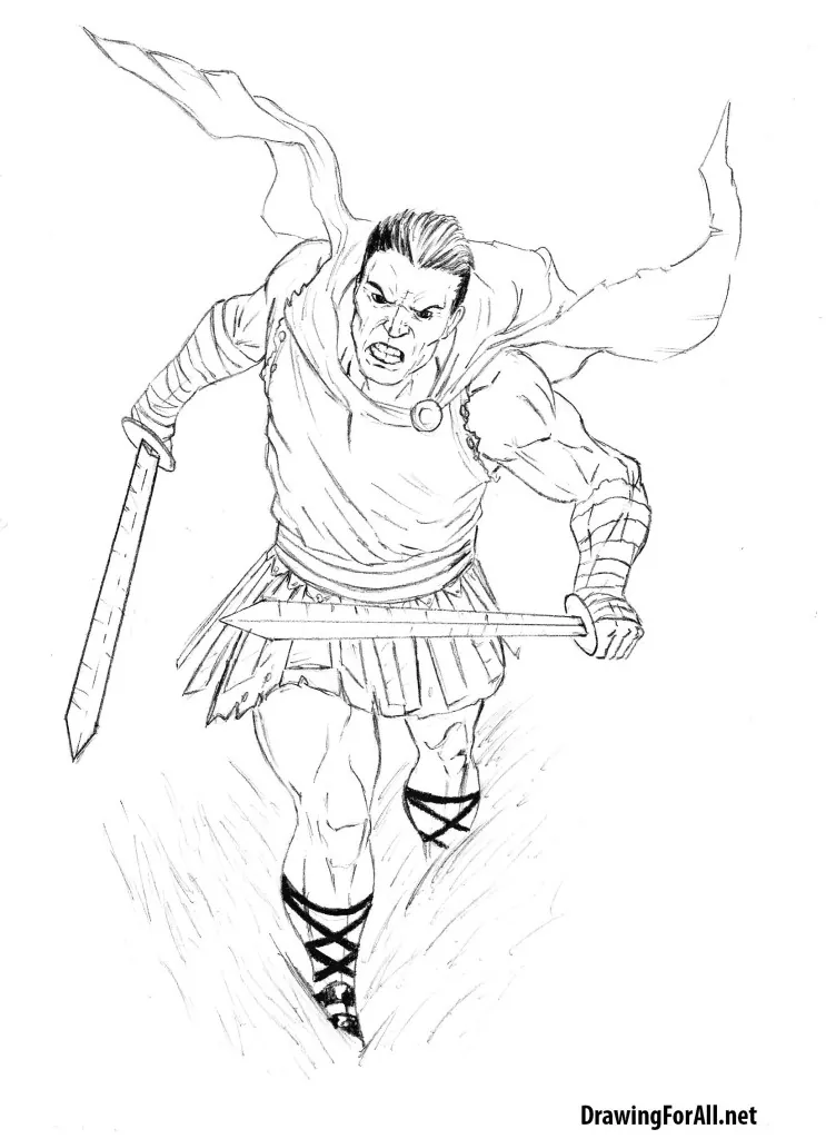 how to draw a roman warrior step by step