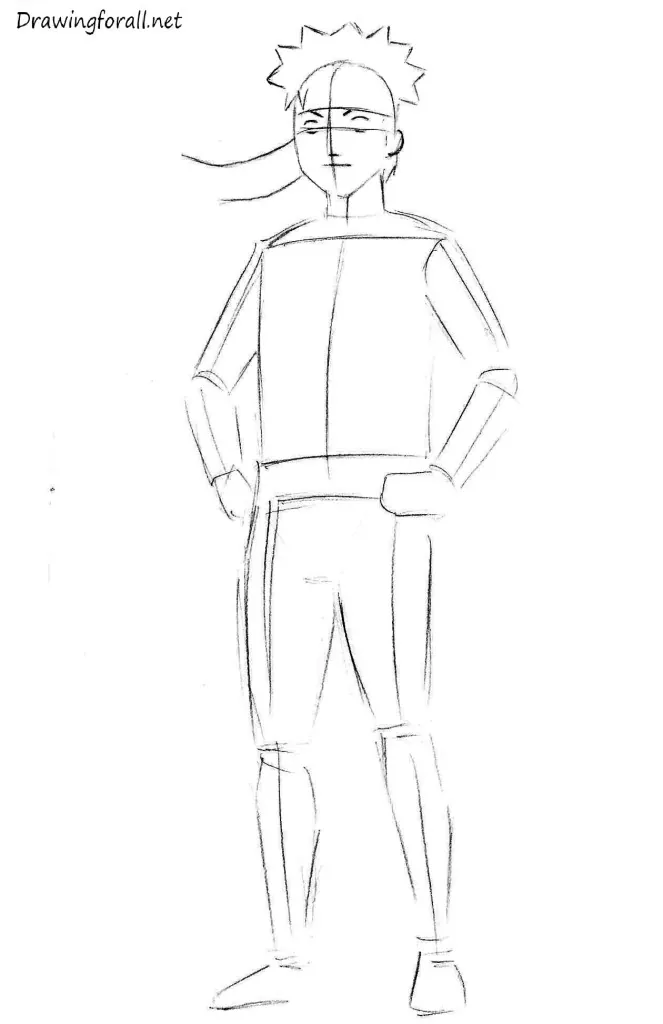 How to draw Naruto Uzumaki, Naruto full body step by step