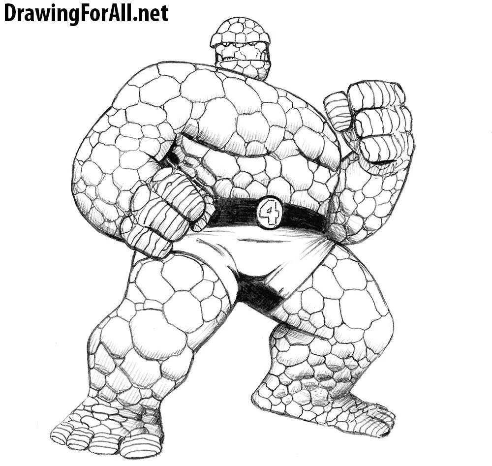 how to draw the thing fantastic four