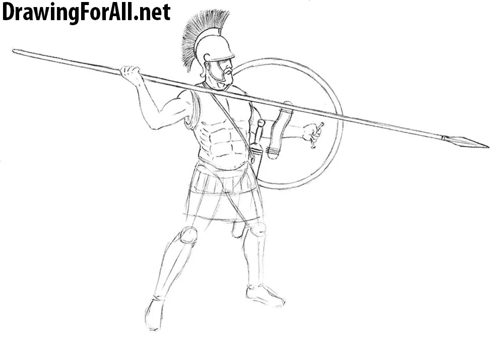 learn how to draw a greek warrior