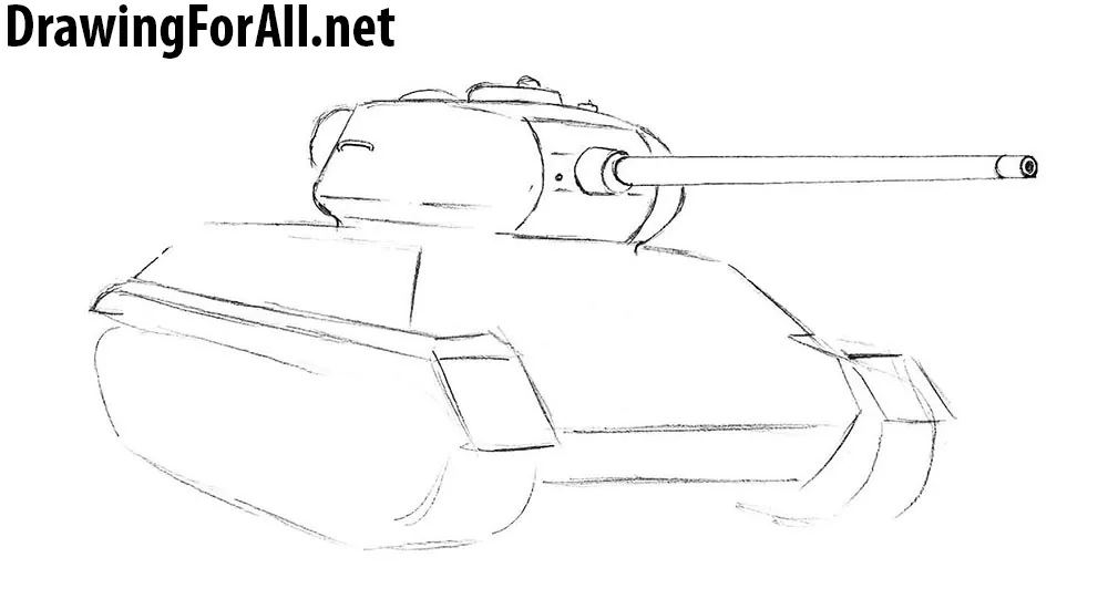 Drawing the T-34 armor plates and angled front fenders
