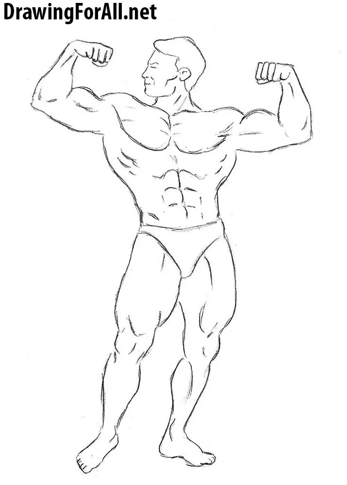 How to draw a bodybuilder for beginners