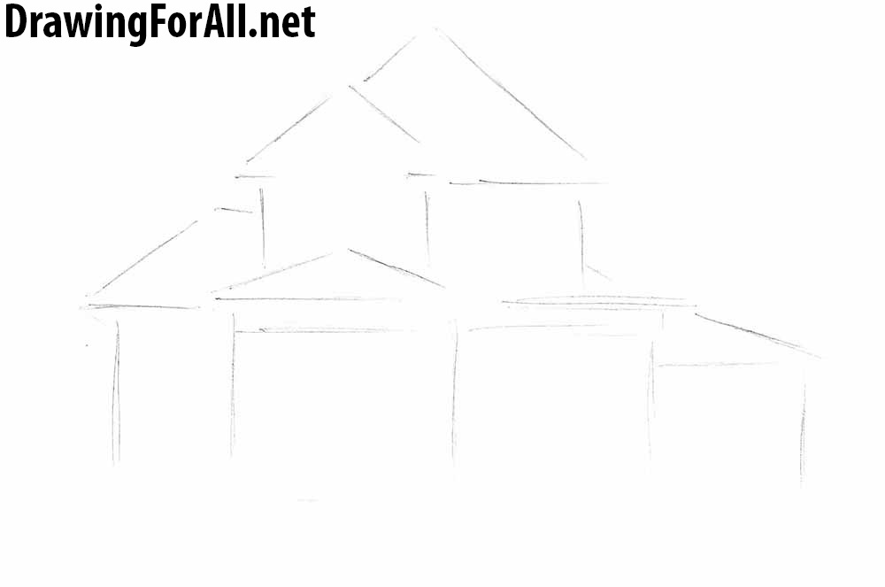 how to draw a house for beginners with a pencil