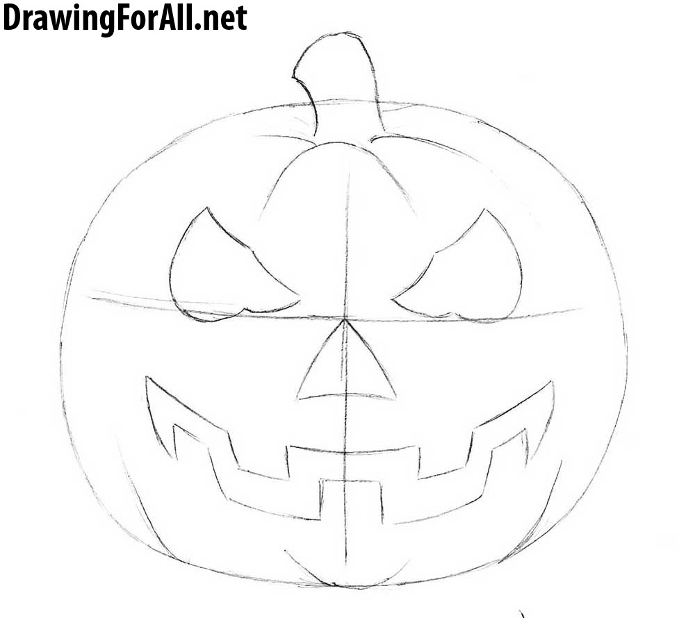 how to draw a halloween pumpkin head