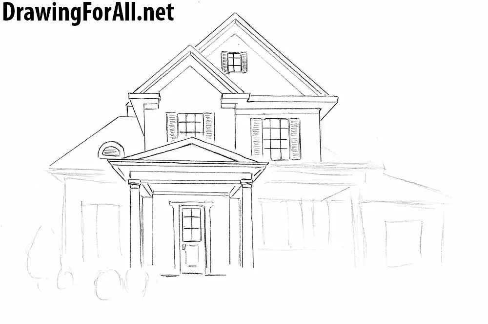 how to draw a house step by step with a pencil