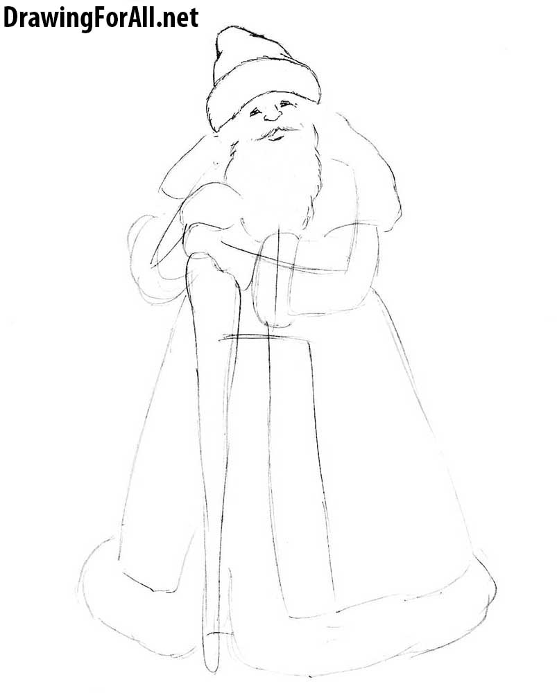 how to draw ded moroz with a pencil step by step