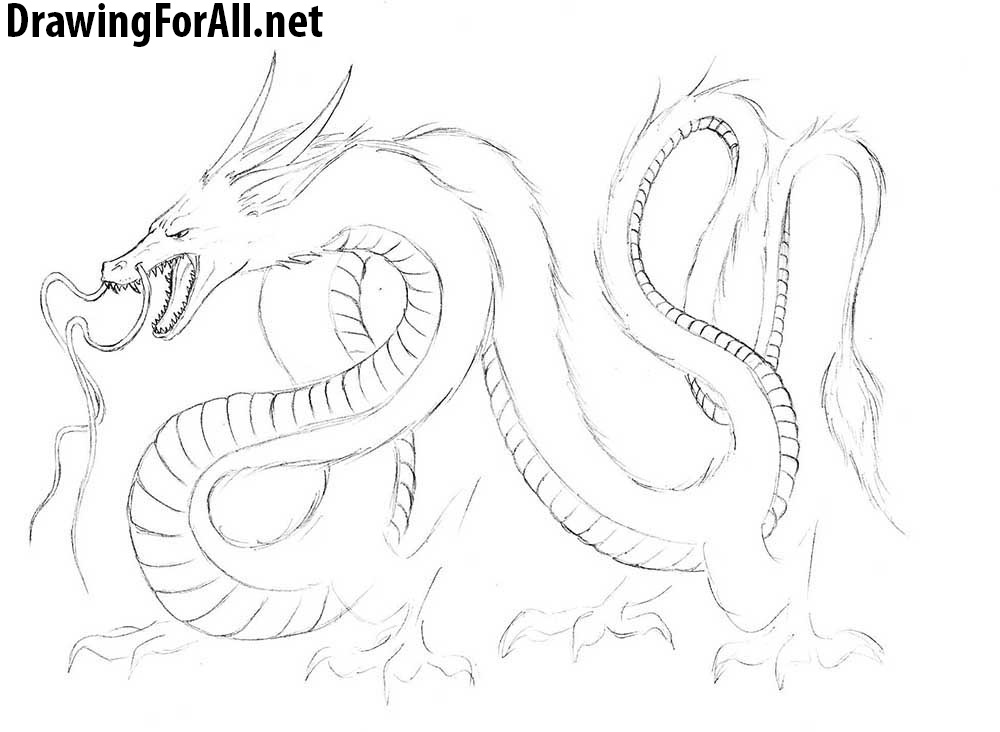 How to Draw a Chinese Dragon step by step with a pencil