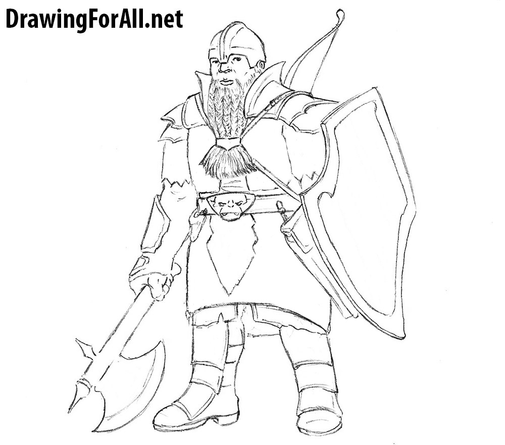 how to draw a dwarf warrior from dungeons and dragong